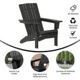 English Elm Adirondack Chair with Cup Holder, Weather Resistant HDPE Adirondack Chair