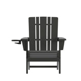 English Elm Adirondack Chair with Cup Holder, Weather Resistant HDPE Adirondack Chair