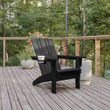 English Elm Adirondack Chair with Cup Holder, Weather Resistant HDPE Adirondack Chair