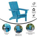 English Elm Adirondack Chair with Cup Holder, Weather Resistant HDPE Adirondack Chair