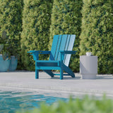 English Elm Adirondack Chair with Cup Holder, Weather Resistant HDPE Adirondack Chair