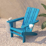 English Elm Adirondack Chair with Cup Holder, Weather Resistant HDPE Adirondack Chair