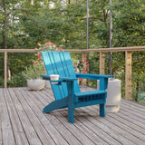 English Elm Adirondack Chair with Cup Holder, Weather Resistant HDPE Adirondack Chair