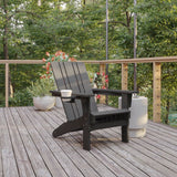 English Elm Adirondack Chair with Cup Holder, Weather Resistant HDPE Adirondack Chair