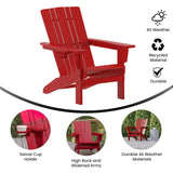 English Elm Adirondack Chair with Cup Holder, Weather Resistant HDPE Adirondack Chair