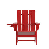 English Elm Adirondack Chair with Cup Holder, Weather Resistant HDPE Adirondack Chair