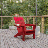 English Elm Adirondack Chair with Cup Holder, Weather Resistant HDPE Adirondack Chair