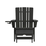 English Elm HDPE Adirondack Chair with Cup Holder and Pull Out Ottoman, All-Weather HDPE Indoor/Outdoor Lounge Chair