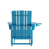 English Elm HDPE Adirondack Chair with Cup Holder and Pull Out Ottoman, All-Weather HDPE Indoor/Outdoor Lounge Chair