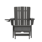 English Elm HDPE Adirondack Chair with Cup Holder and Pull Out Ottoman, All-Weather HDPE Indoor/Outdoor Lounge Chair