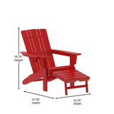 English Elm HDPE Adirondack Chair with Cup Holder and Pull Out Ottoman, All-Weather HDPE Indoor/Outdoor Lounge Chair