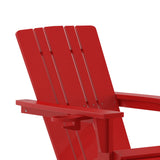 English Elm HDPE Adirondack Chair with Cup Holder and Pull Out Ottoman, All-Weather HDPE Indoor/Outdoor Lounge Chair