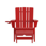 English Elm HDPE Adirondack Chair with Cup Holder and Pull Out Ottoman, All-Weather HDPE Indoor/Outdoor Lounge Chair