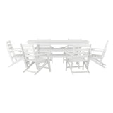 English Elm Commercial Grade Commercial 7 Piece Adirondack Dining Set with 72" Rectangle Indoor/Outdoor Recycled HDPE Table and 6 Chairs with Cupholders