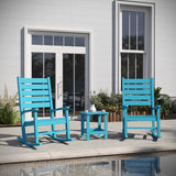 Commercial Grade Commercial Grade 3-Piece Indoor/Outdoor Set with 2 Contemporary All-Weather HDPE Rocking Chairs and End Table