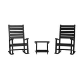 English Elm Commercial Grade Commercial Grade 3-Piece Indoor/Outdoor Set with 2 Contemporary All-Weather HDPE Rocking Chairs and End Table