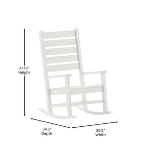 English Elm Commercial Grade Commercial Grade 3-Piece Indoor/Outdoor Set with 2 Contemporary All-Weather HDPE Rocking Chairs and End Table
