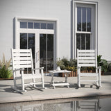 English Elm Commercial Grade Commercial Grade 3-Piece Indoor/Outdoor Set with 2 Contemporary All-Weather HDPE Rocking Chairs and End Table