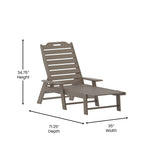 English Elm Commercial Grade 3-Piece Indoor/Outdoor Adirondack Set with 2 Adjustable HDPE Loungers with Cup Holders and 2-Tier Side Table