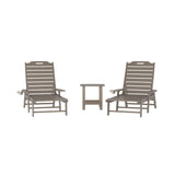 English Elm Commercial Grade 3-Piece Indoor/Outdoor Adirondack Set with 2 Adjustable HDPE Loungers with Cup Holders and 2-Tier Side Table