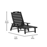 English Elm Commercial Grade 3-Piece Indoor/Outdoor Adirondack Set with 2 Adjustable HDPE Loungers with Cup Holders and Folding Side Table