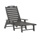 English Elm Commercial Grade 3-Piece Indoor/Outdoor Adirondack Set with 2 Adjustable HDPE Loungers with Cup Holders and Folding Side Table