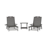 English Elm Commercial Grade 3-Piece Indoor/Outdoor Adirondack Set with 2 Adjustable HDPE Loungers with Cup Holders and Folding Side Table