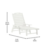 English Elm Commercial Grade 3-Piece Indoor/Outdoor Adirondack Set with 2 Adjustable HDPE Loungers with Cup Holders and Folding Side Table