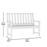 English Elm Commercial Grade Commercial Grade 50" All Weather Indoor/Outdoor Recycled HDPE Bench with Contoured Seat