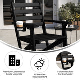 English Elm Commercial Grade Commercial Grade Adirondack Dining Chair with Fold Out Cup Holder, Weather Resistant Recycled HDPE Adirondack Chair