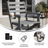 English Elm Commercial Grade Commercial Grade Adirondack Dining Chair with Fold Out Cup Holder, Weather Resistant Recycled HDPE Adirondack Chair