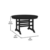 English Elm Commercial Grade Commercial Grade Indoor/Outdoor 48" Round Recycled HDPE Adirondack Dining Table for 4