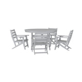 English Elm Commercial Grade Commercial 5 Piece Adirondack Dining Set with 48" Round Indoor/Outdoor Recycled HDPE Table and 4 Chairs with Cupholders