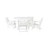 English Elm Commercial Grade Commercial 5 Piece Adirondack Dining Set with 48" Round Indoor/Outdoor Recycled HDPE Table and 4 Chairs with Cupholders