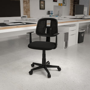 English Elm Commercial Grade Mid-Back Mesh Swivel Task Office Chair with Pivot Back and Arms