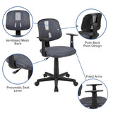 English Elm Commercial Grade Mid-Back Mesh Swivel Task Office Chair with Pivot Back and Arms