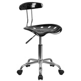 English Elm Vibrant and Chrome Swivel Task Office Chair with Tractor Seat