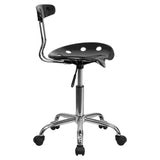 English Elm Vibrant and Chrome Swivel Task Office Chair with Tractor Seat