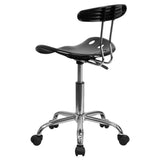 English Elm Vibrant and Chrome Swivel Task Office Chair with Tractor Seat