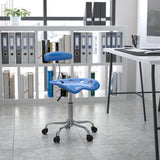 English Elm Vibrant and Chrome Swivel Task Office Chair with Tractor Seat