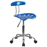 English Elm Vibrant and Chrome Swivel Task Office Chair with Tractor Seat