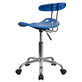 English Elm Vibrant and Chrome Swivel Task Office Chair with Tractor Seat