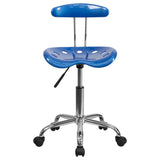 English Elm Vibrant and Chrome Swivel Task Office Chair with Tractor Seat