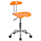 English Elm Vibrant and Chrome Swivel Task Office Chair with Tractor Seat