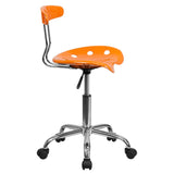 English Elm Vibrant and Chrome Swivel Task Office Chair with Tractor Seat