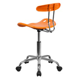 English Elm Vibrant and Chrome Swivel Task Office Chair with Tractor Seat