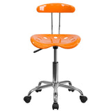 English Elm Vibrant and Chrome Swivel Task Office Chair with Tractor Seat