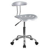 English Elm Vibrant and Chrome Swivel Task Office Chair with Tractor Seat