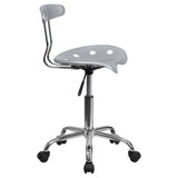 English Elm Vibrant and Chrome Swivel Task Office Chair with Tractor Seat