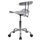 English Elm Vibrant and Chrome Swivel Task Office Chair with Tractor Seat